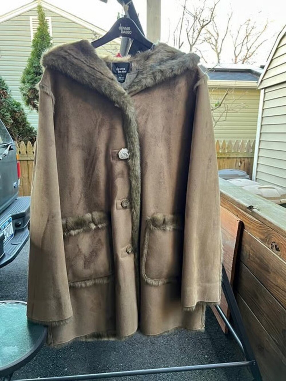 Dennis Basso reversible faux fur/suede coat